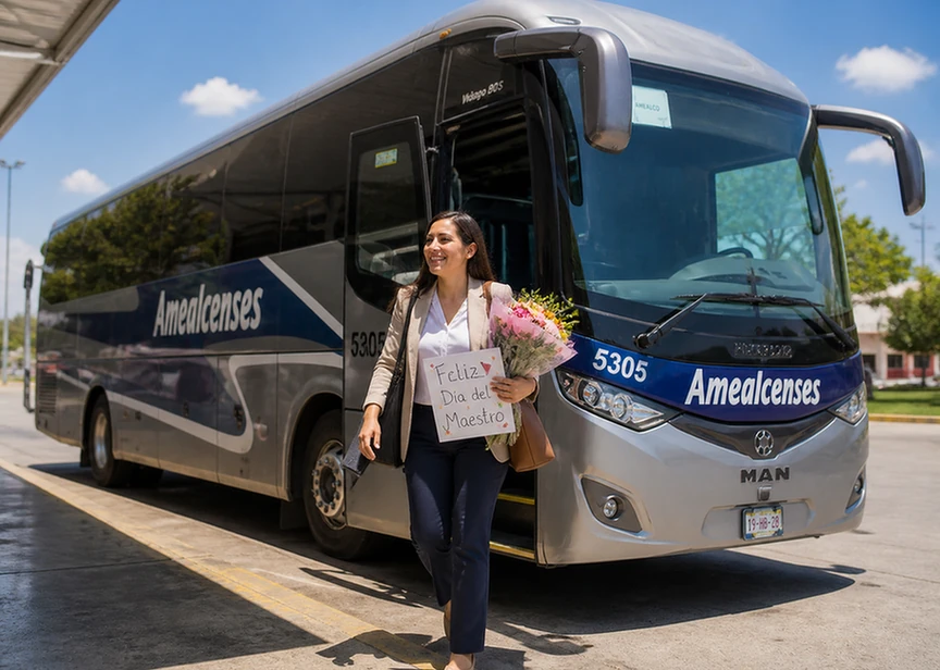 Día del Maestro viajar en autobús