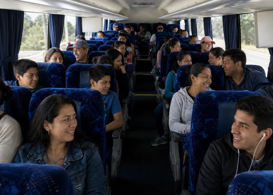 Día Internacional de la Convivencia en Paz viajar en autobús