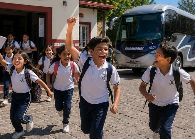 Día del Estudiante viajar en autobús