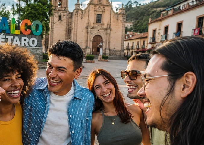 Personas disfrutando un viaje durante el Yellow Day, considerado el día más feliz del año en México.