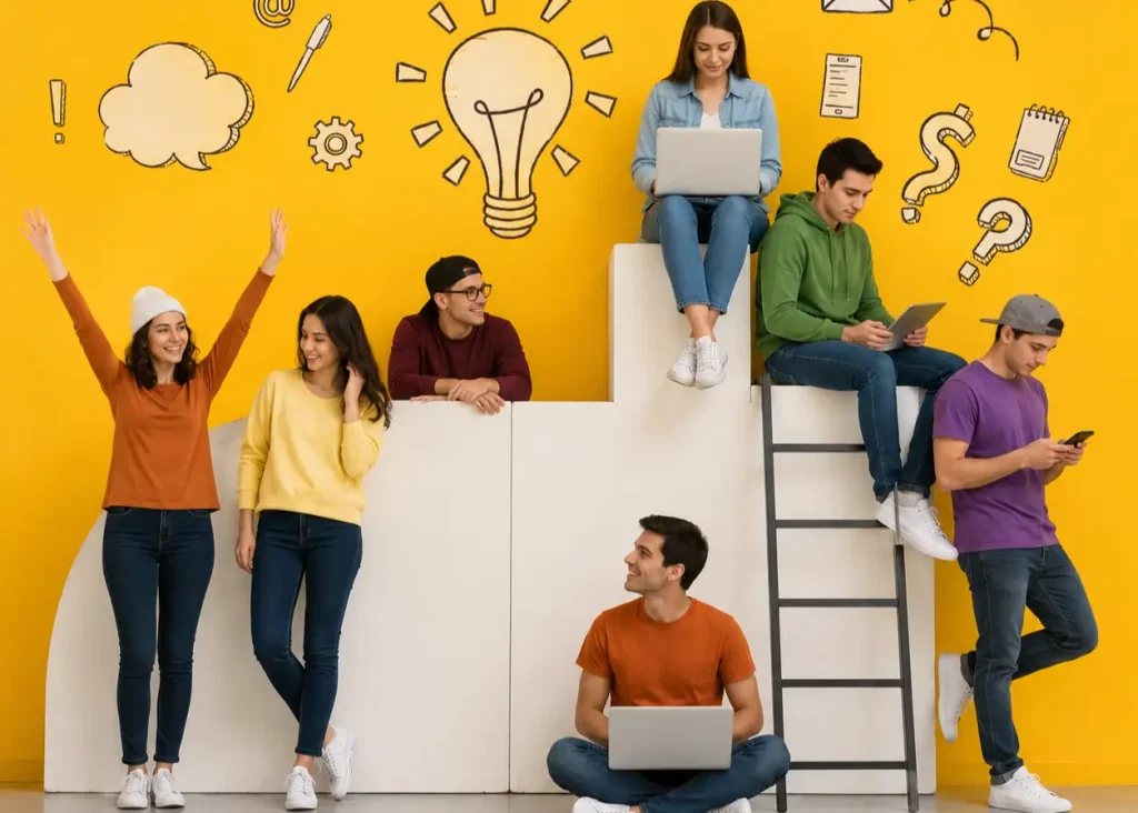 Jóvenes participando en actividades de aprendizaje y capacitación