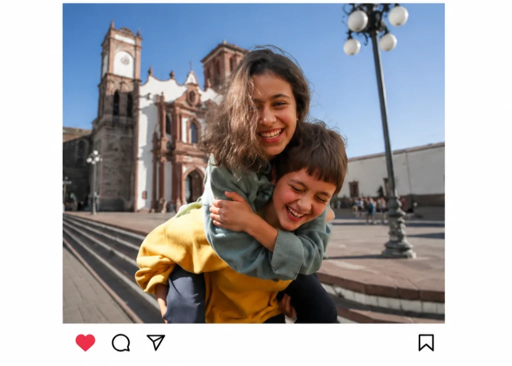 Personas utilizando redes sociales para compartir experiencias y viajes.